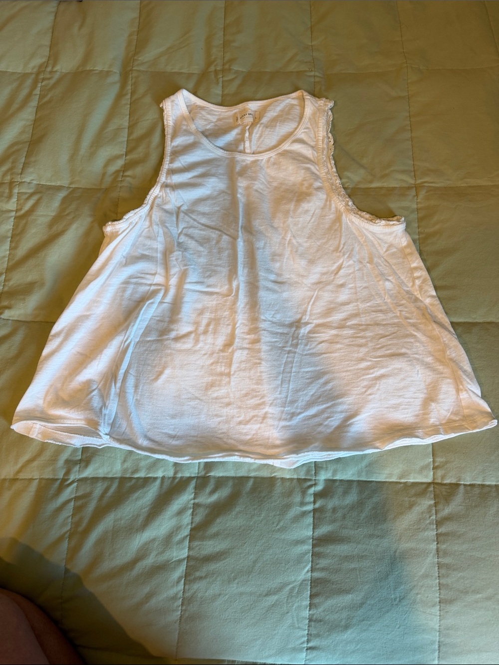 White Lace-Trim Swing Tank Top